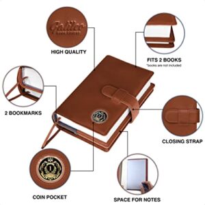 Genuine Leather Double AA Big Book Cover & 12 Steps & 12 Traditions | Medallion Holder | by Galileo | Perfect Gift | Alcoholics Anonymous (Genuine Leather, Hazelnut)