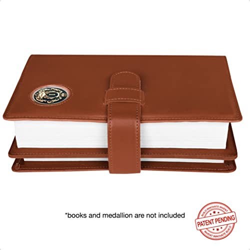 Genuine Leather Double AA Big Book Cover & 12 Steps & 12 Traditions | Medallion Holder | by Galileo | Perfect Gift | Alcoholics Anonymous (Genuine Leather, Hazelnut)