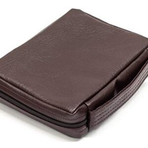 Burgundy Embossed Cross with Front Pocket Leather Look Bible Cover with Handle, Small