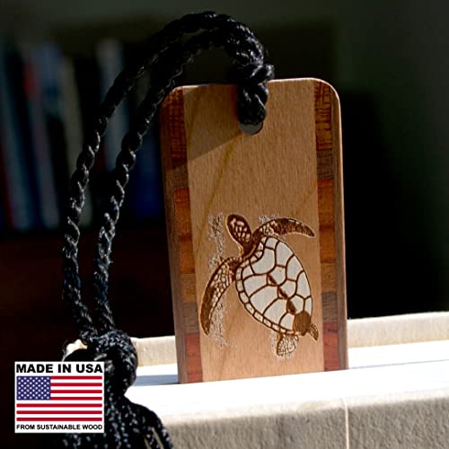 Sea Turtle - Tortoise Engraved Wooden Bookmark on Cherry Wood - Also Available with Personalization - Made in USA
