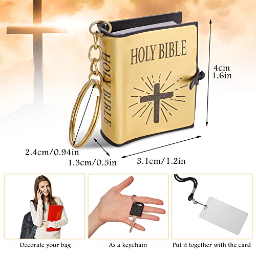 Prasacco 12 Pcs Mini Bible Keychain, Pocket Bible Tiny Bible Verse Keychain Miniature Bible Church Gifts