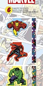 Antioch Marvel Comics Magnetic Page Clips (6-Pack) Stationery,Multicolor,2.95 x 8.66 x 0.6