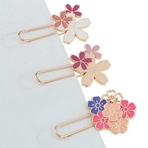 Cherry Blossom Paper Clip FMHXG 3PCS Cute Colorful Elegant Cherry Blossom Shape Design Bookmark for Students Marking Notebook, Books and Scrapbooks, Book Marks with Flower Design, Sakura Paperclip