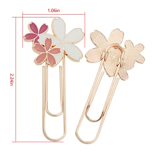 Cherry Blossom Paper Clip FMHXG 3PCS Cute Colorful Elegant Cherry Blossom Shape Design Bookmark for Students Marking Notebook, Books and Scrapbooks, Book Marks with Flower Design, Sakura Paperclip