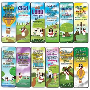 god’s blessing christian living bookmarks (60-pack) – church memory verse sunday school rewards – christian stocking stuffers birthday party favors assorted bulk pack