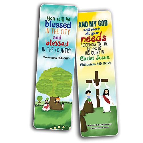 God's Blessing Christian Living Bookmarks (60-Pack) - Church Memory Verse Sunday School Rewards - Christian Stocking Stuffers Birthday Party Favors Assorted Bulk Pack