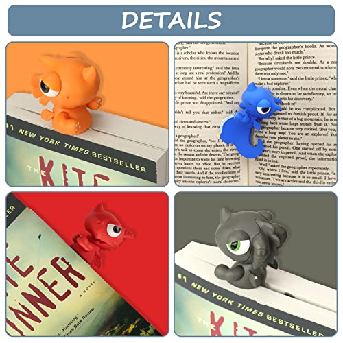 3D Dragon Bookmarks for Kids, Funny Cartoon Animal Bookmarks, Wacky Pals Bookmarks for Boys and Girls Birthday Gifts (Orange)