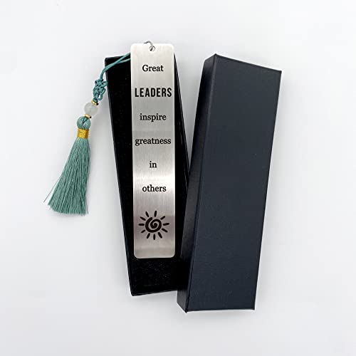 Warehouse No.9 Great Leaders Inspire Greatness in Others Metal Bookmark with Tassel for Women Men Boss Coworker Manager Mentor Supervisor Retirement Promotion Christmas Birthday Gifts