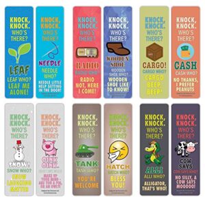 creanoso funny knock-knock jokes puns bookmarks (30-pack) – unique stocking stuffers gifts for boys & girls, unisex adults – cool book page clippers collection set for knock-knock – awesome giveaways
