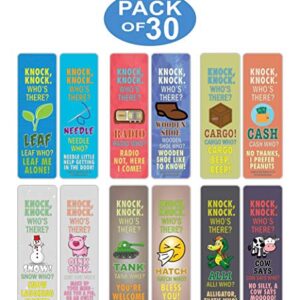 Creanoso Funny Knock-Knock Jokes Puns Bookmarks (30-Pack) – Unique Stocking Stuffers Gifts for Boys & Girls, Unisex Adults – Cool Book Page Clippers Collection Set for Knock-Knock – Awesome Giveaways