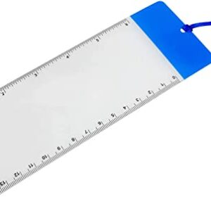 SQXBK Magnifier Bookmark 2PCS Blue MagnifyingFresnel Lens Bookmarks with 6Inch Ruler