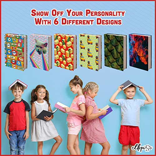 Stretchable, Easy Apply Book Covers 6 Pack of Fun Designs. Jumbo Jackets Fit Most Hardcover Textbooks Up to 9 x 11". Adhesive-Free, Nylon Fabric Protectors. Washable and Reusable Student School Supply