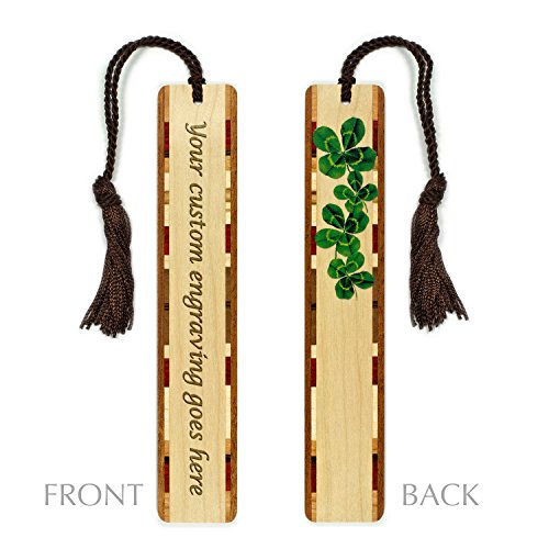 Personalized 4 Leaf Clover, Wooden Bookmark - Made in USA - Also Available Without Personalization