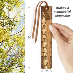 Aspen Tree Wooden Bookmark Engraved on Cherry Wood - Also Available Personalized - Made in USA