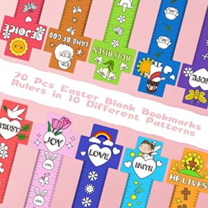 X1zuue 70Pcs Christian Religious Color Your Own Bookmarks DIY Coloring Blank Bookmark Ruler Jesus Cross Measuring Ruler for Party Sunday School Favors Classroom Student Rewards Goodie Basket Fillers