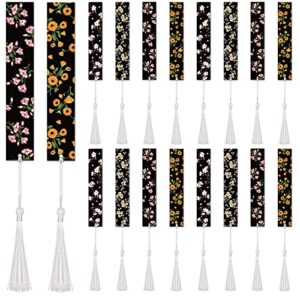 16 pcs flower acrylic bookmarks black floral bookmarks colorful flower page marker acrylic floral reading book markers with tassels for women teacher kids book lovers