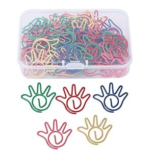 60pcs Hand Shaped Paper Clip Memo Clips Bookmark Assorted Colors Metal Cute Document 5 Colors Marking Clips for School Office and Personal Use Bookmarks Teachers Gifts