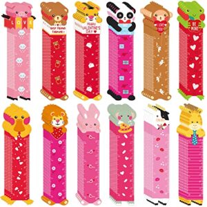 72 pcs valentine animals bookmark rulers party favor pack with valentine’s themed prints cartoon animals book marks valentines book marks for valentines party decoration classroom rewards and present