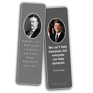 Creanoso President Quotes Bookmarks (12-Pack) – Premium Designs Bulk Assorted Bookmarker Cards Pack – Awesome History School Lesson Learning Collection Set – Presidential Sayings Page Marker