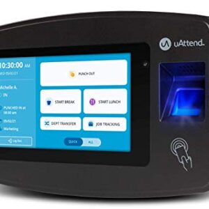 uAttend Cloud-Connected Touchscreen Time Clock with Finger Scan, RFID and PIN Punching in One (JR2000)