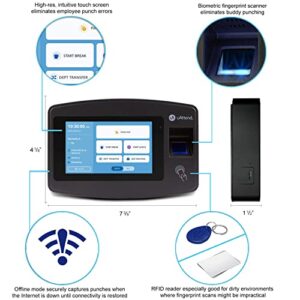 uAttend Cloud-Connected Touchscreen Time Clock with Finger Scan, RFID and PIN Punching in One (JR2000)