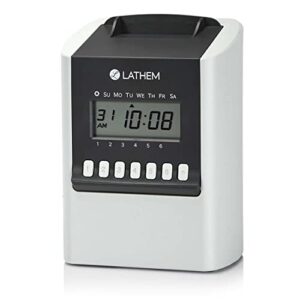 lathem 700e calculating electronic time clock, requires lathem e17 time cards (sold separately) (700e) gray 6.9″ x 5.2″ x 9.6″