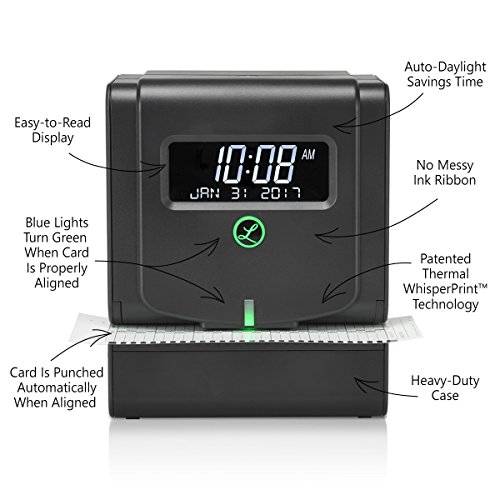 Lathem Heavy Duty Maintenance-Free Thermal Print Time Clock (2100HD), Black, 9.8" x 6" x 8"