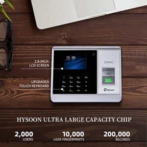 Hysoon Time Clock, Biometric Fingerprint Time Clocks for Employees Small Business Touch Keyboard, Time Card Machine with RFID and PIN Punch in One, Auto Clock in and Out Machine for Employees