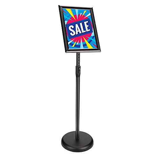 Adjustable Sign Holder Heavy Duty 11x17 Inch Floor Sign Stand, Floor Sign Stand, Both Vertical and Horizontal View Displayed, 1 Pack, Black.