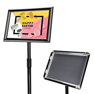 Adjustable Sign Holder Heavy Duty 11x17 Inch Floor Sign Stand, Floor Sign Stand, Both Vertical and Horizontal View Displayed, 1 Pack, Black.