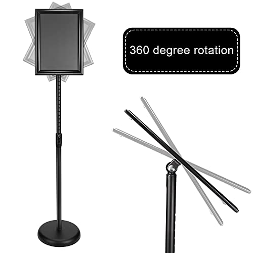 Adjustable Sign Holder Heavy Duty 11x17 Inch Floor Sign Stand, Floor Sign Stand, Both Vertical and Horizontal View Displayed, 1 Pack, Black.