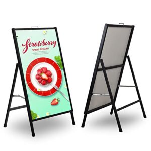 a frame sign heavy-duty 24×36 inch sandwich board sidewalk sign poster stand outdoor portable folding a-frame suitable for store advertising poster display, black