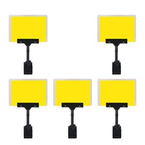 5 pcs pop adjustable plastic sign holder,clip-on style double head display clips rotating reuse sign price tag merchandise sign display clip holder for business,store,supermarket,office,exhibition