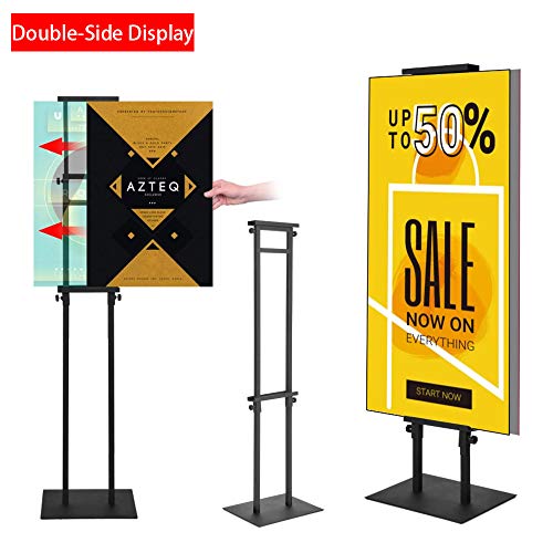GUOHONG Poster Stand for Display Pedestal Sign Stand,Adjustable Floor Standing Sign Holder,Heavy Duty Banner Stand with Base Height Up to 75 inch Double-Sided for Board & Foam Sign (75in)