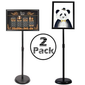altratech adjustable sign holder 2 pack aluminum 8.5” x 11” lobby sign snap-open frame sign holder stand with both vertical and horizontal view for store display, exhibition (black
