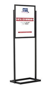 m&t displays metal eco info board, black 18×24 inches slide-in poster sign holder 1 tier double sided floor standing pedestal advertising display with backing and anti-glare pet cover