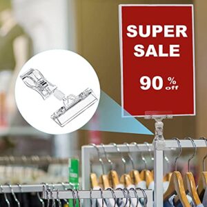 20 Pieces Plastic Merchandise Sign Holder Clips Rotatable Clear Vendor Display Holder Stand Retail Price Card Sale Signs Display Rack, Shelf Tags for Wire Shelving, Shops, Clothing Stores Supplies