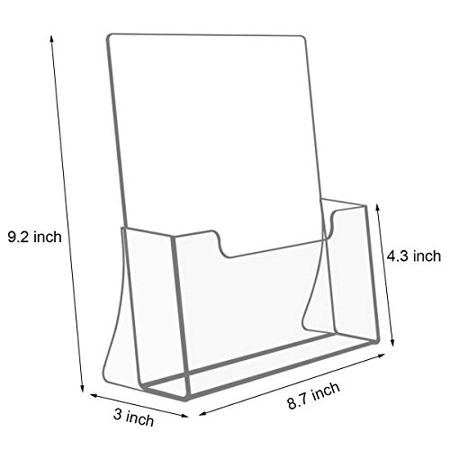 NIUBEE Acrylic Brochure Holder 8.5 x 11 inches 2 Pack, Clear Acrylic Literature Holder Plastic Flyer Display Stand, Acrylic Countertop Organizer for Magazine, Pamphlet, Booklets, Menu, Journals