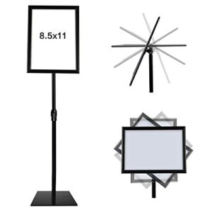 adjustable heavy duty pedestal sign holder poster stand – 8.5×11 inch vertical & horizontal sign stand displayed poster holder – steel square base sign stands for display, advertisement & outdoor sign