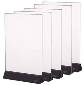 8.5×11 acrylic sign holder, clear sign holder plastic paper holder slant back sign holders 8 1/2 x 11 inches sign holder acrylic display stand for office, store,5 pack