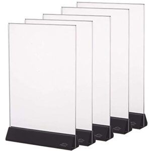 8.5x11 Acrylic Sign Holder, Clear Sign Holder Plastic Paper Holder Slant Back Sign Holders 8 1/2 x 11 inches Sign Holder Acrylic Display Stand for Office, Store,5 Pack