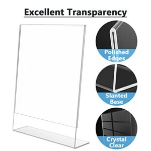 MaxGear Acrylic Sign Holder 8.5 X 11 inches Slant Back Sign Holder Clear Sign Display Holder Plastic Display Stands Table Sign Display Holder for Office, Home, Store, Restaurant - Vertical, 32 Pack