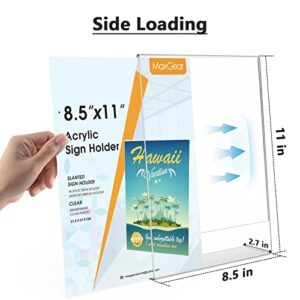 MaxGear Acrylic Sign Holder 8.5 X 11 inches Slant Back Sign Holder Clear Sign Display Holder Plastic Display Stands Table Sign Display Holder for Office, Home, Store, Restaurant - Vertical, 32 Pack