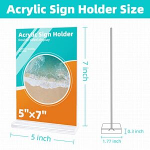 3 Pack Acrylic Sign Holder, 5 x 7 inches Clear Table Menu Display Stand Desktop Display Stand Paper Holder Table Top Sign Holder Suitable for Restaurants, Office, Home, Store