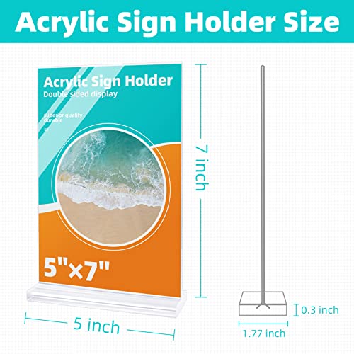 3 Pack Acrylic Sign Holder, 5 x 7 inches Clear Table Menu Display Stand Desktop Display Stand Paper Holder Table Top Sign Holder Suitable for Restaurants, Office, Home, Store