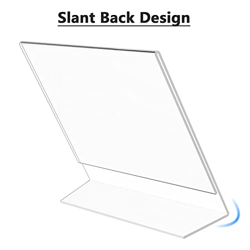 MaxGear Acrylic Sign Holder 8.5x11 inches 12 Pack, Horizontal Sign Holders Clear Paper Display Stand, Slant Back Flyer Frames Table Top Menu Document Holder for Office, Store, Restaurants - Landscape