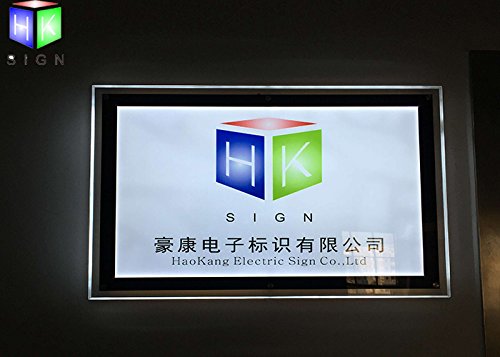 HKSIGN-A2 Acrylic Backlit Light Crystal Led Photo Frame Light Box for Office Store Sign Display with Wall Mounted