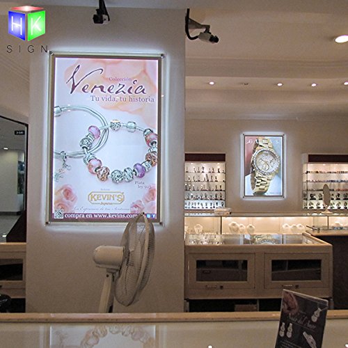 HKSIGN-A2 Acrylic Backlit Light Crystal Led Photo Frame Light Box for Office Store Sign Display with Wall Mounted