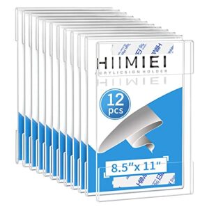 hiimiei 12 pack clear acrylic wall mount 8.5×11 sign holder, portrait door plexiglass display sign holder adhesive with 3m tape, plastic photo ads frames used in office hospital hotel store
