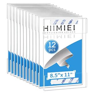 HIIMIEI 12 Pack Clear Acrylic Wall Mount 8.5x11 Sign Holder, Portrait Door Plexiglass Display Sign Holder Adhesive with 3M Tape, Plastic Photo Ads Frames Used in Office Hospital Hotel Store